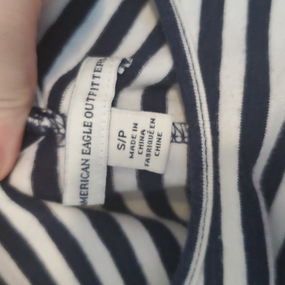 American Eagle navy and white stripped skater dress - Picture 2 of 4